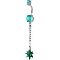Piercing nombril Swarovski feuille de Cannabis Turquoise Piercing nombril Swarovski feuille de Cannabis Turquoise