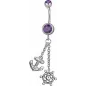 Piercing nombril Swarovski Ancre marine et barre violet