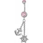 Piercing nombril Swarovski Ancre marine et barre rose