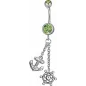 Piercing nombril Swarovski Ancre marine et barre vert