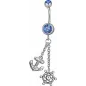 Piercing nombril Swarovski Ancre marine et barre bleu