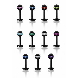 Piercing labret Swarovski orbite noire