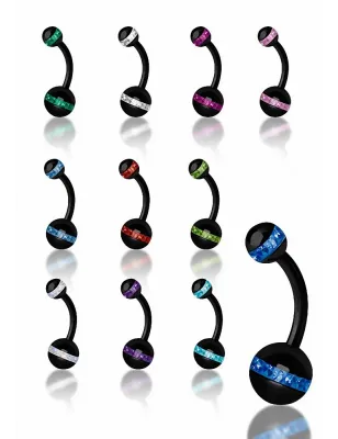 Piercing nombril Swarovski orbite noire