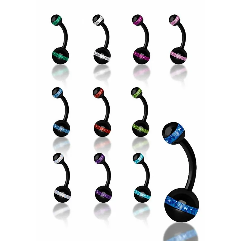 Piercing nombril Swarovski orbite noire