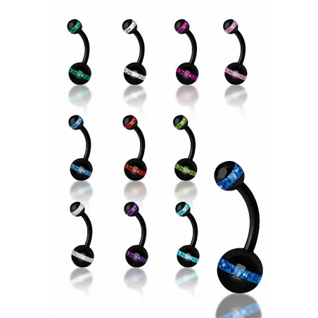 Piercing nombril Swarovski orbite noire