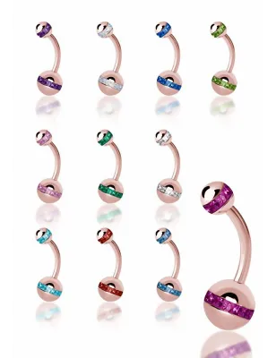 Piercing nombril Swarovski orbite Or rose