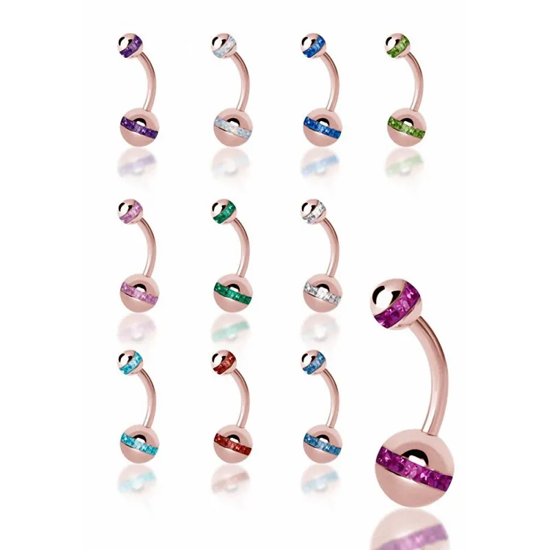 Piercing nombril Swarovski orbite Or rose