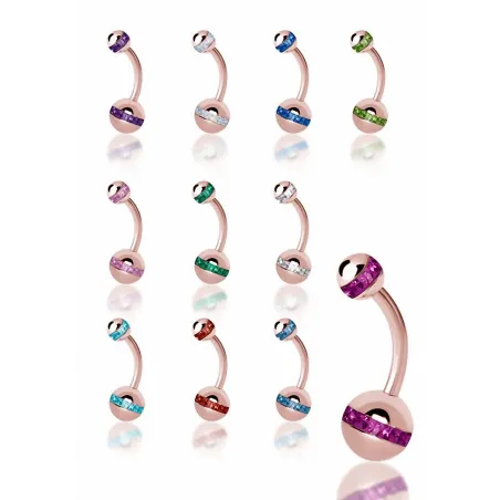 Piercing nombril Swarovski orbite Or rose