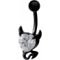 Piercing nombril noir coeur endiablé blanc