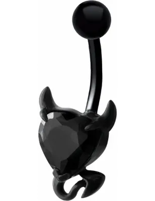 Piercing nombril noir coeur endiablé noir
