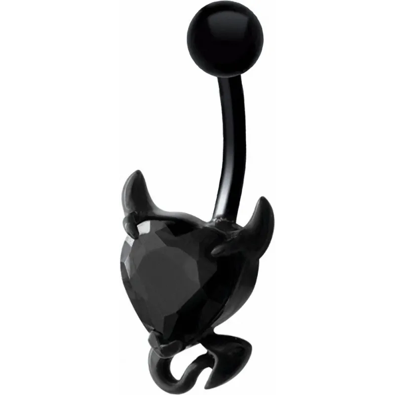Piercing nombril noir coeur endiablé noir