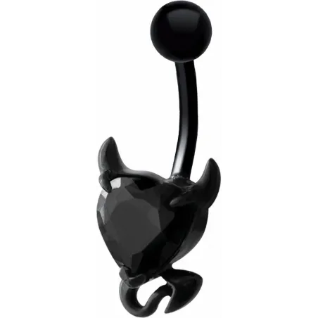 Piercing nombril noir coeur endiablé noir