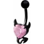 Piercing nombril noir coeur endiablé rose