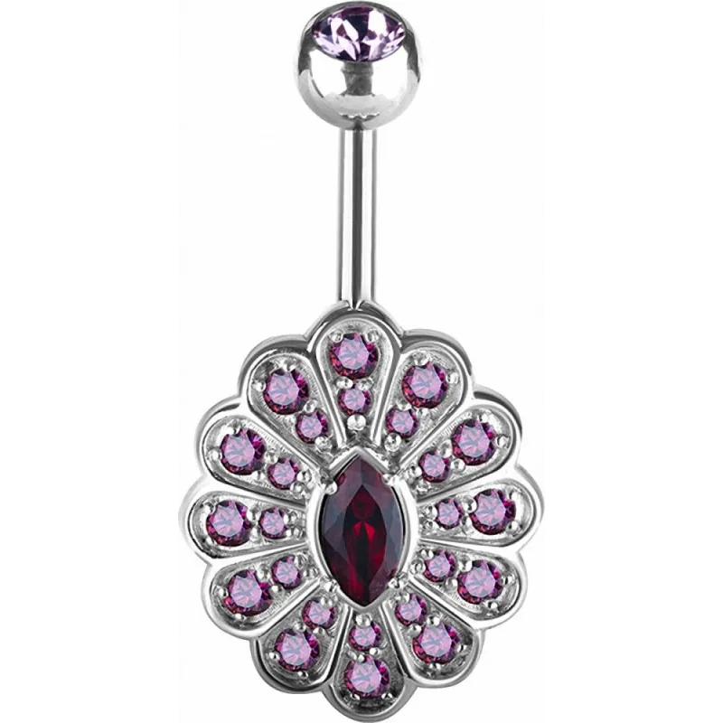 Piercing nombril Crystal Evolution Fleur Zirconia Swarovski