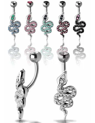 Piercing nombril Crystal Evolution Serpent Zirconia Swarovski