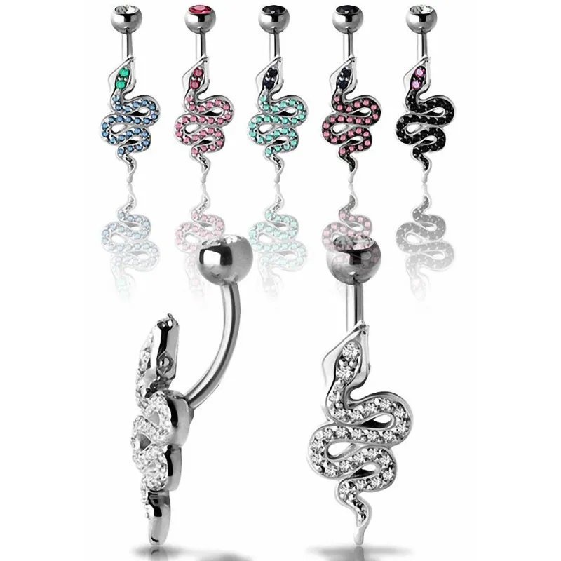 Piercing nombril Crystal Evolution Serpent Zirconia Swarovski