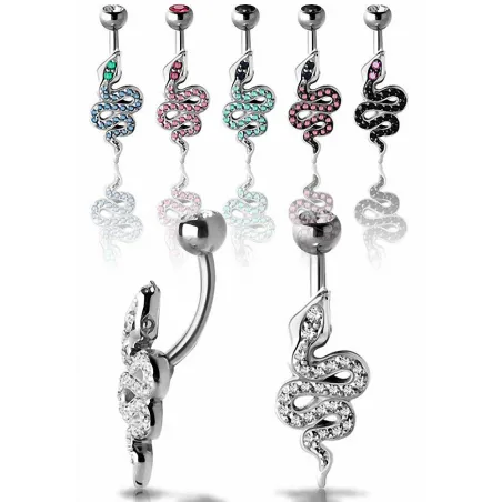Piercing nombril Crystal Evolution Serpent Zirconia Swarovski