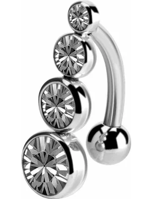 Piercing nombril inversé cristaux de Swarovski clair