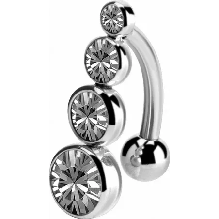 Piercing nombril inversé cristaux de Swarovski clair