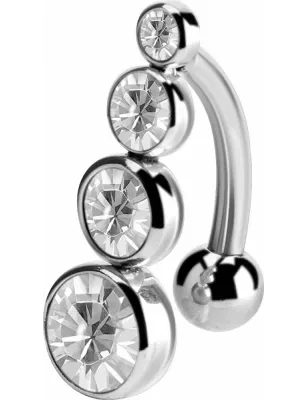 Piercing nombril inversé cristaux de Swarovski blanc
