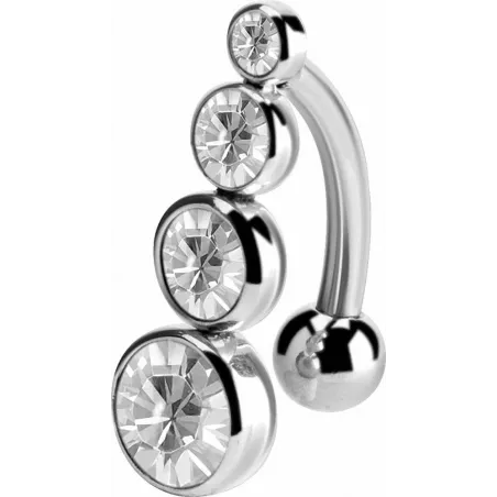 Piercing nombril inversé cristaux de Swarovski blanc