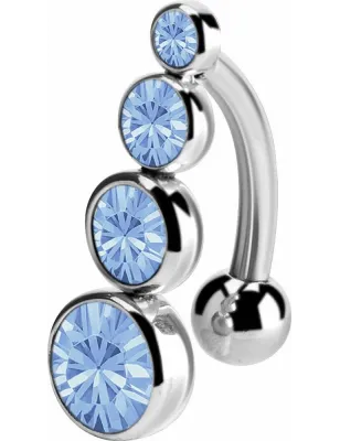Piercing nombril inversé cristaux de Swarovski bleu clair