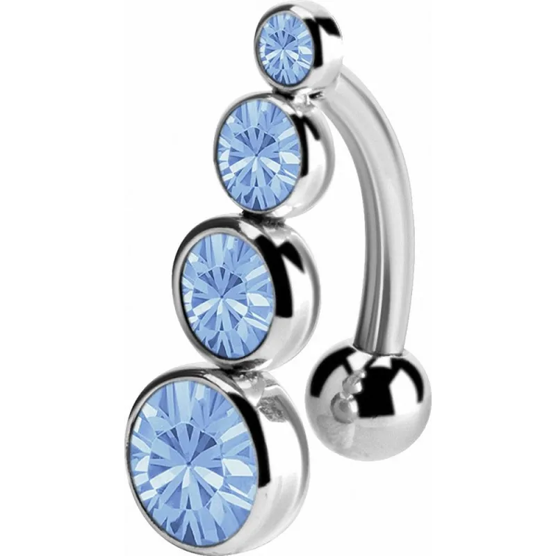 Piercing nombril inversé cristaux de Swarovski bleu clair
