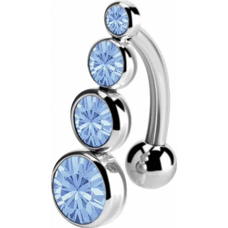 Piercing nombril inversé cristaux de Swarovski bleu clair