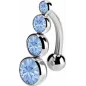 Piercing nombril inversé cristaux de Swarovski bleu clair