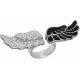 Bague acier ailes d'ange Swarovski blanc et noir