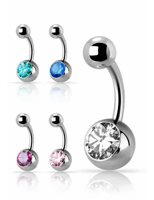 Piercing nombril titane G23 Swarovski Zirconia