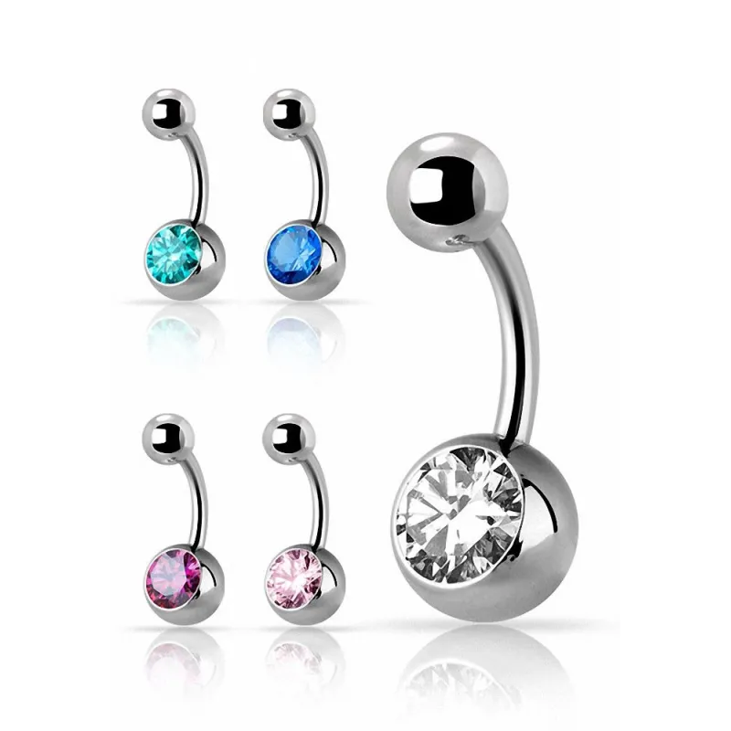 Piercing nombril titane G23 Swarovski Zirconia