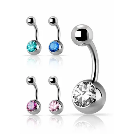 Piercing nombril titane G23 Swarovski Zirconia