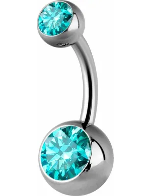 Piercing nombril titane G23 double Swarovski Zirconia