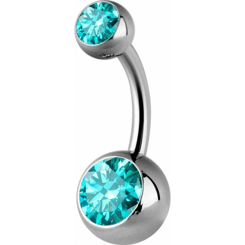 Piercing nombril titane G23 double Swarovski Zirconia