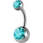 Piercing nombril titane G23 double Swarovski Zirconia