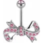 Piercing nombril noeud élégant Swarovski rose
