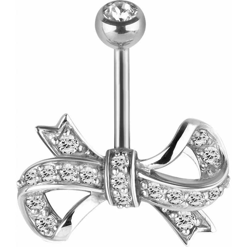 Piercing nombril noeud élégant Swarovski blanc