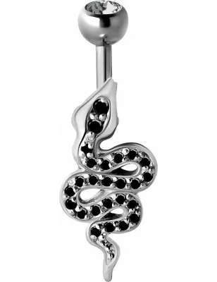 Piercing nombril noeud élégant Swarovski noir