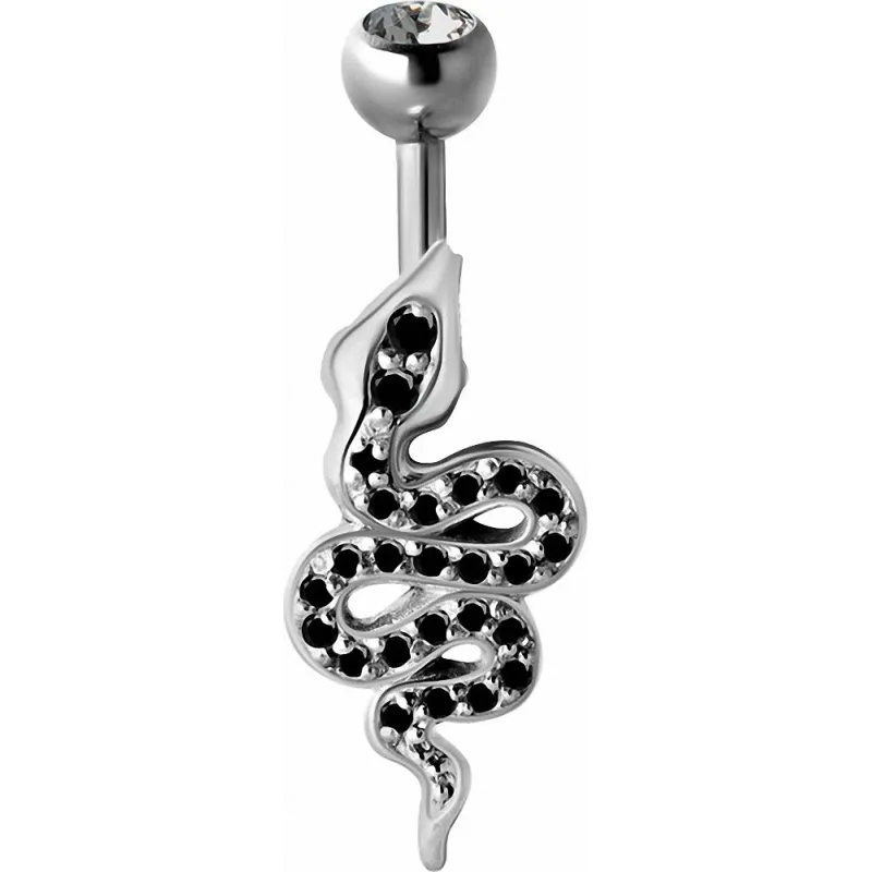 Piercing nombril serpent Swarovski noir