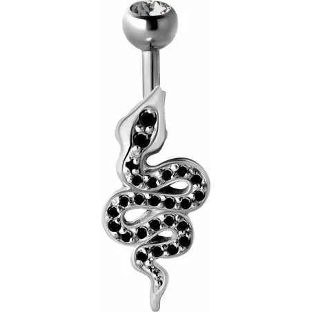Piercing nombril noeud élégant Swarovski noir