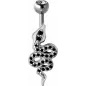 Piercing nombril serpent Swarovski noir