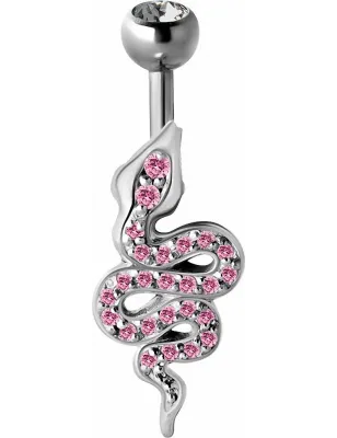 Piercing nombril serpent Swarovski rose