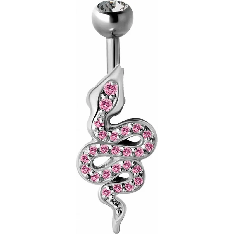Piercing nombril serpent Swarovski rose