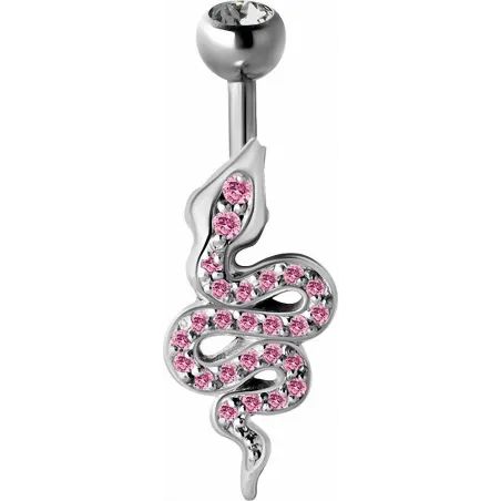 Piercing nombril serpent Swarovski rose