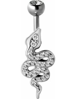 Piercing nombril serpent Swarovski blanc