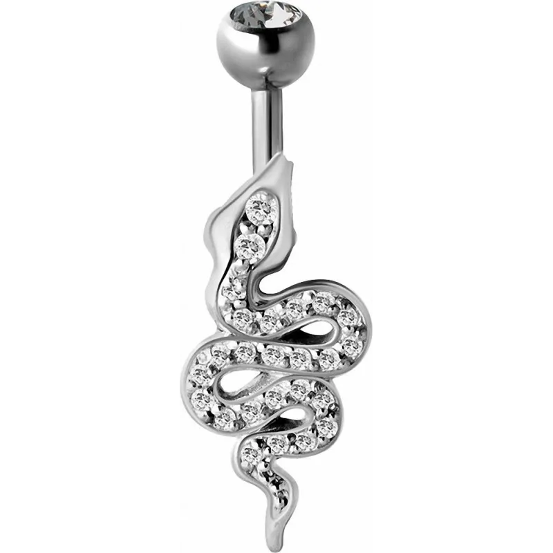 Piercing nombril serpent Swarovski blanc