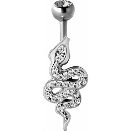 Piercing nombril serpent Swarovski blanc