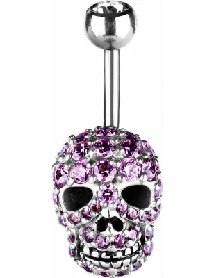 Piercing nombril skull Swarovski rose
