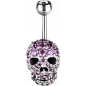 Piercing nombril skull Swarovski rose